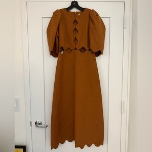 Sea Leona cut-out cotton and linen-blend midi dress